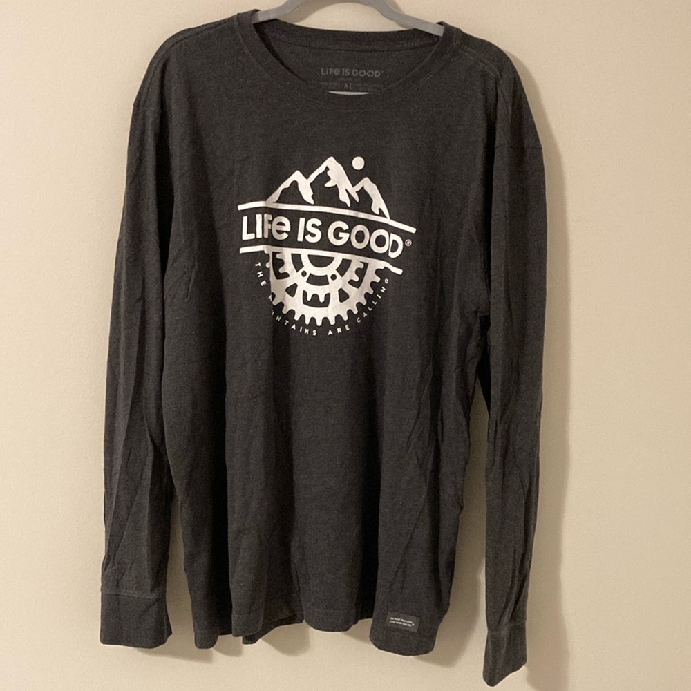 Life Is Good Dark Grey Long Sleeve Tee Casual Comfort